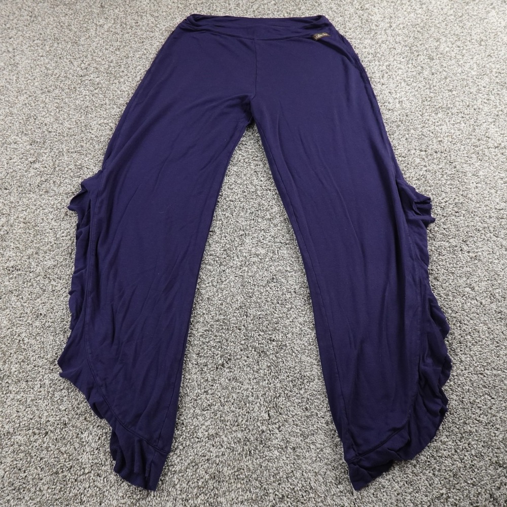 Matilda Jane Pants Womens S Blue Pull On Big Ruffle Flare High Rise Stretch Boho